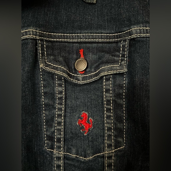 Vintage Ferrari Dark Denim Jacket with Red Accents - Picture 9 of 16